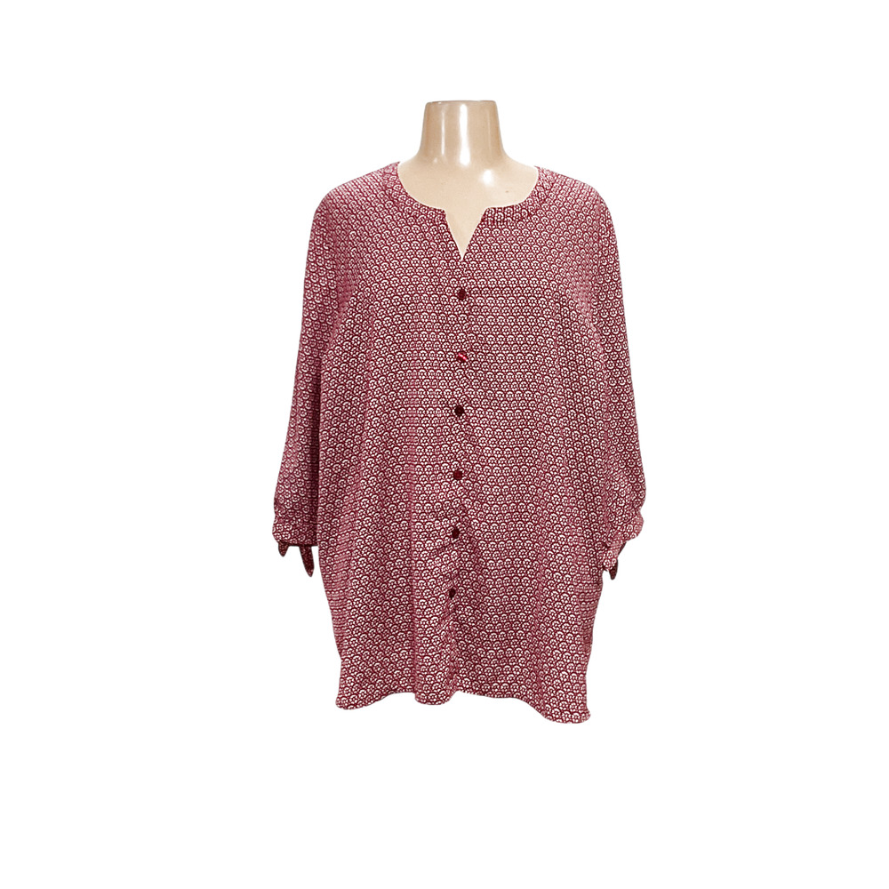 Catherines Red 3x Graphic Print Button-Up - image 1